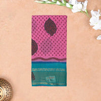 Pink with Blue  Mul Mul Cotton Saree without Blouse