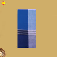 Men’s Blue with Green Checked Cotton Stitched Lungi