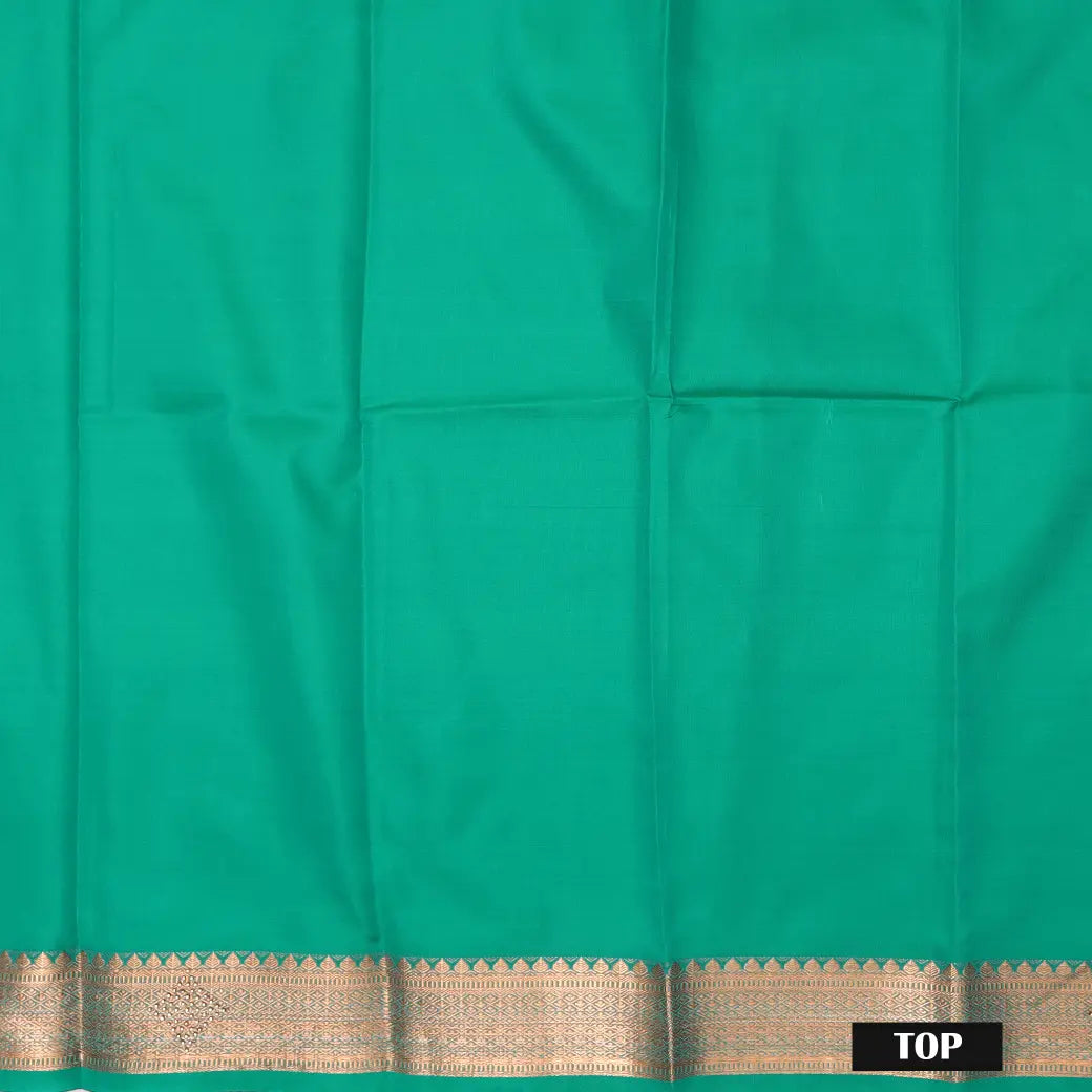 Teal Green Colour Floral Design Traditional  Pattu Pavadai Material