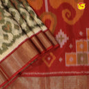 Red With Olive Green Pochampally Silk Saree - Thenianantham