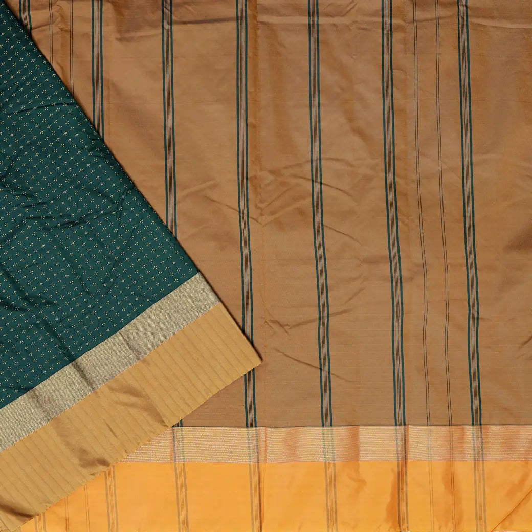 Green With Mustard Arani Silk Saree