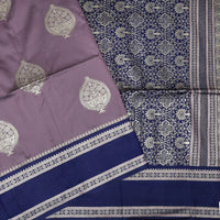 Wood  with Blue Soft Silk Saree