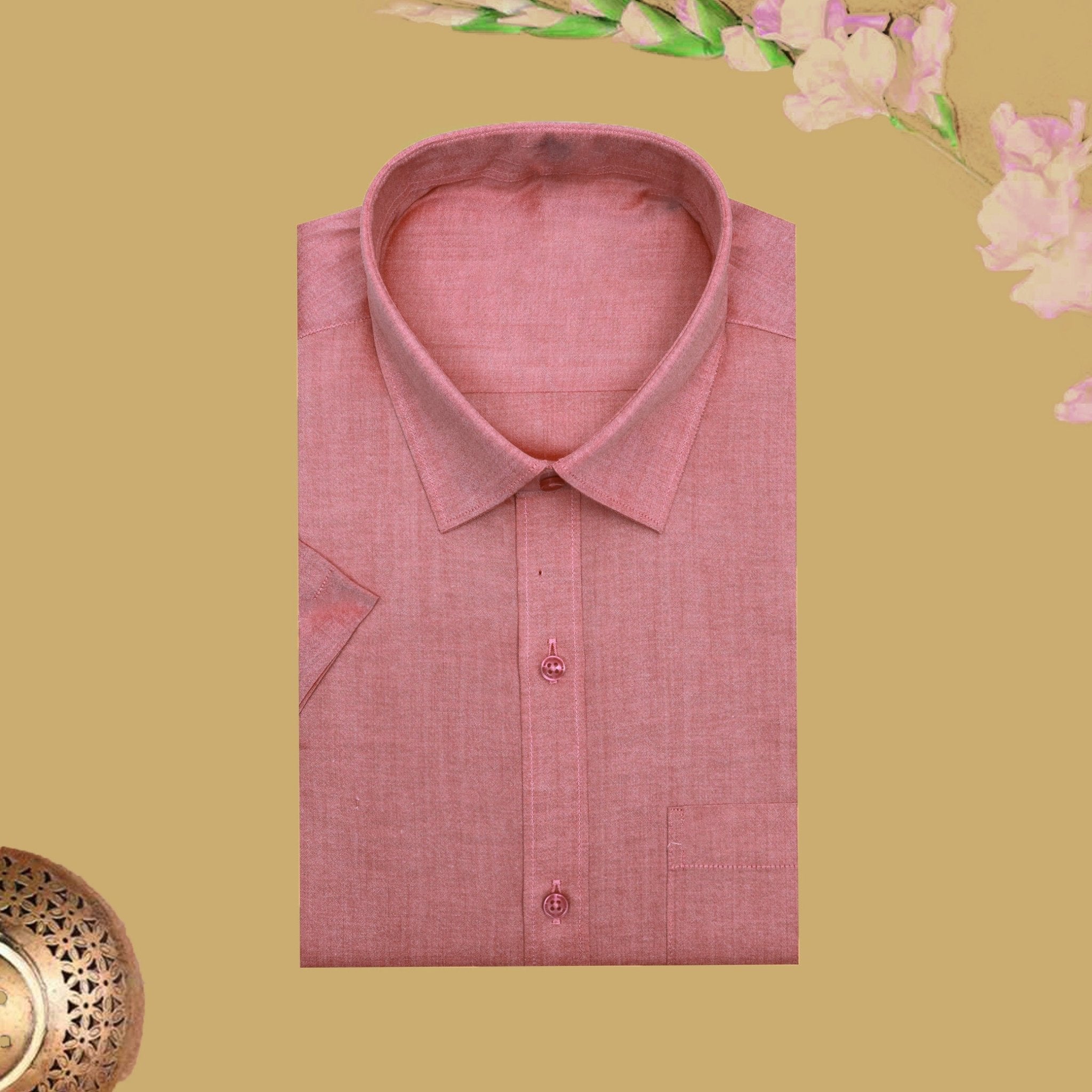 Pink Cotton Readymade Shirt and Flexi Fit Dhoti