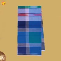 Men’s Blue with Green Checked Cotton Stitched Lungi