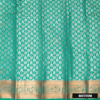 Teal Green Colour Floral Design Traditional  Pattu Pavadai Material