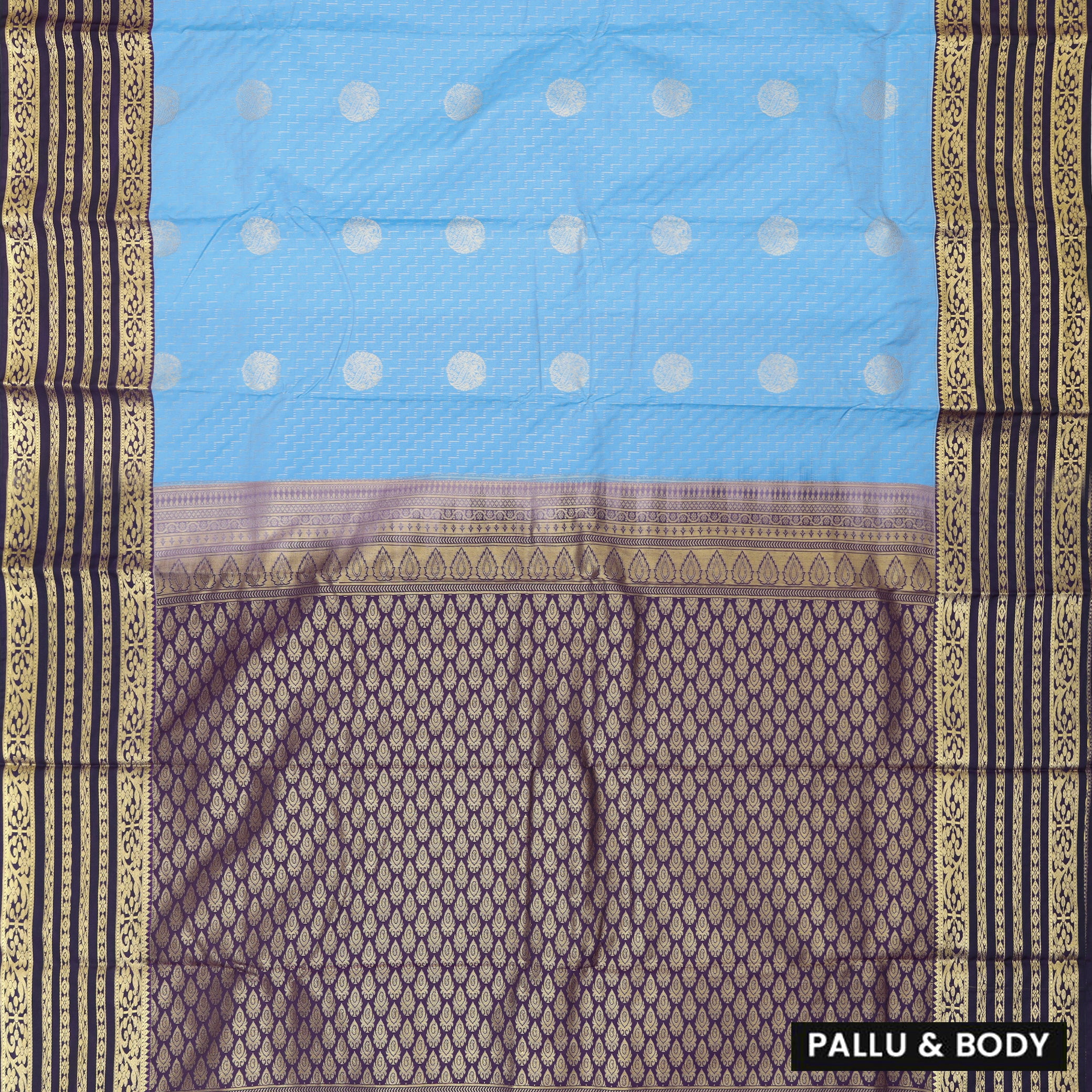 Sky blue With violet Vaira Oosi Silk Saree