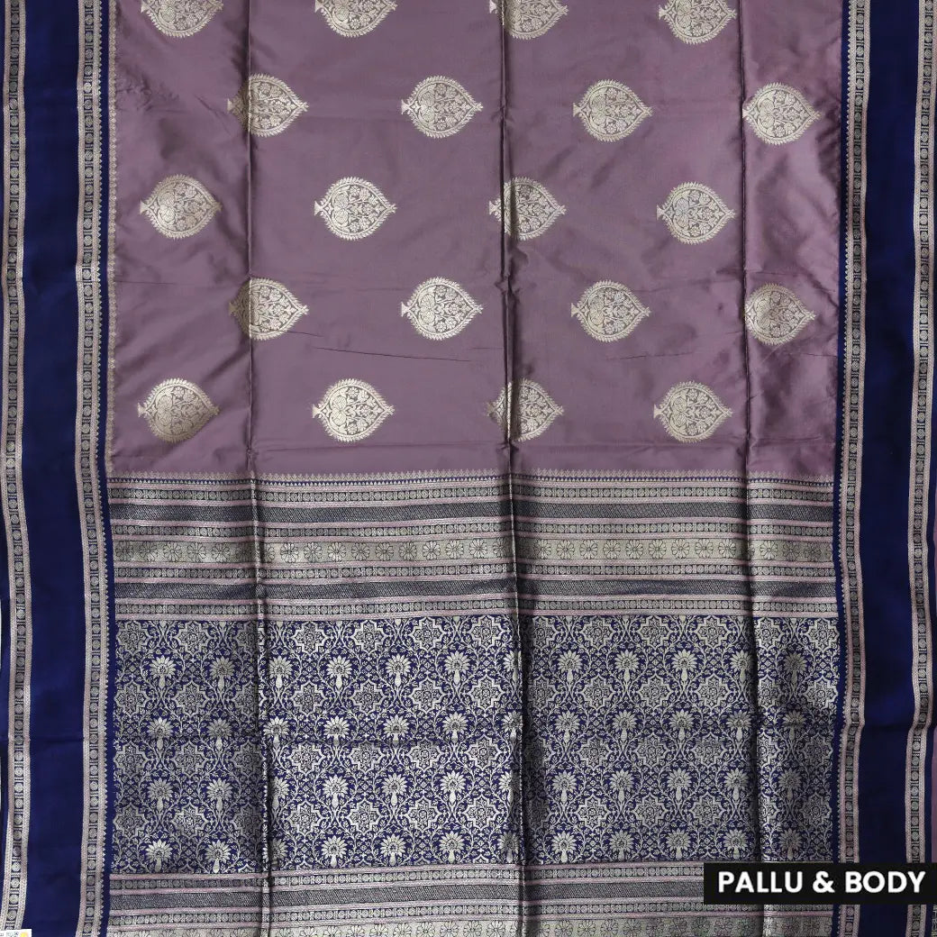 Wood  with Blue Soft Silk Saree