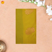 Yellow with Blue Traditional Buttas Soft Silk Saree