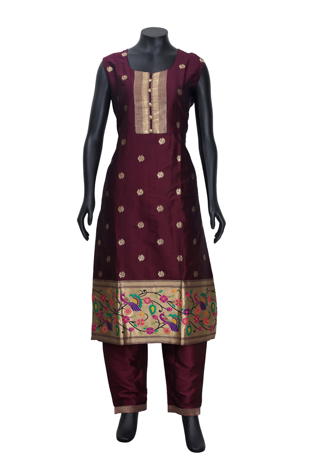 Maroon Color Ladies Branded Straight Cut Readymade  Chudi Set