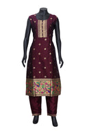 Maroon Color Ladies Branded Straight Cut Readymade  Chudi Set