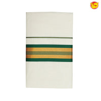 Southloom Exclusive Onam Kasavu Saree With Green Border Pattern (Matching Plain Blouse Included)