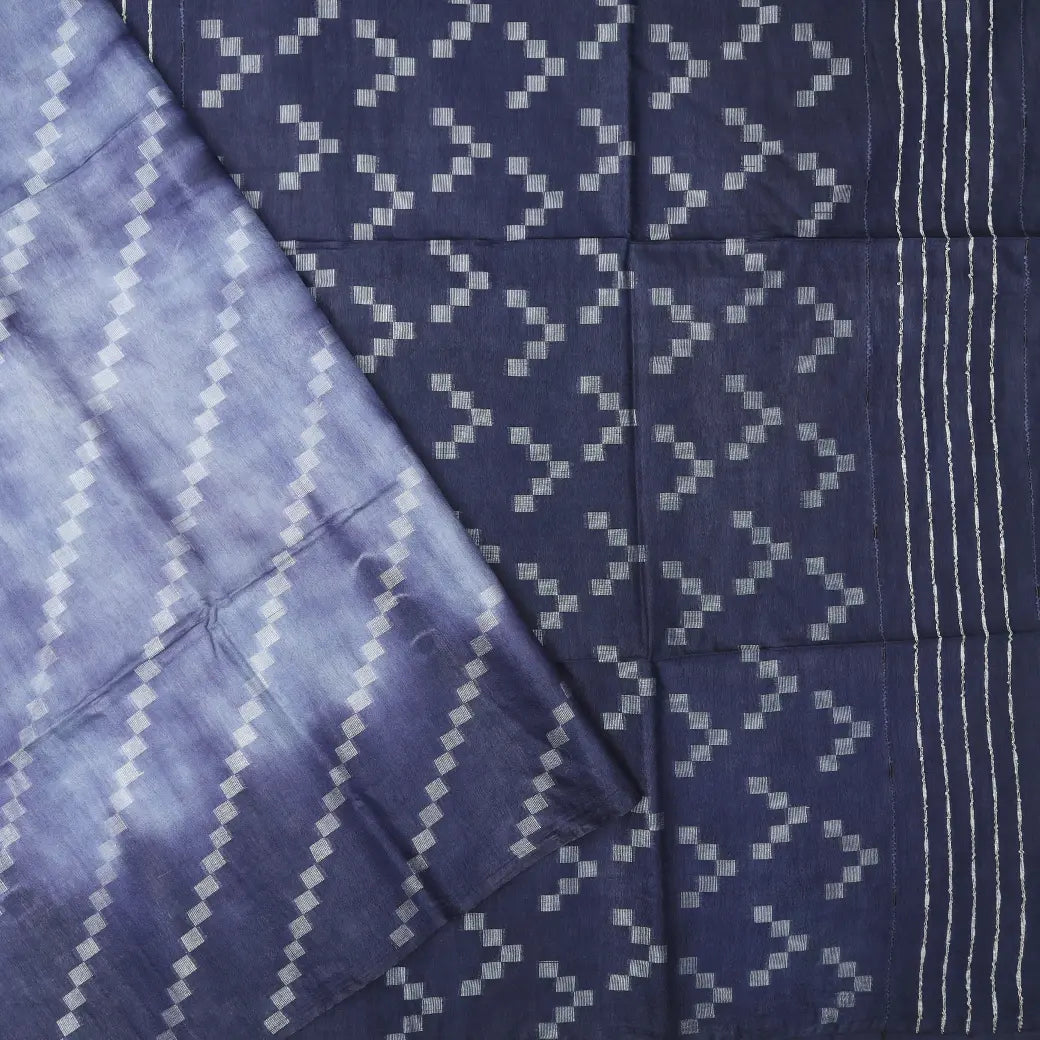 Navy Blue color  Linen Cotton Saree