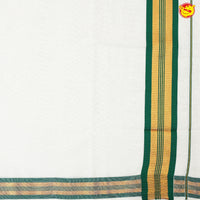 Southloom Exclusive Onam Kasavu Saree With Green Border Pattern (Matching Plain Blouse Included)