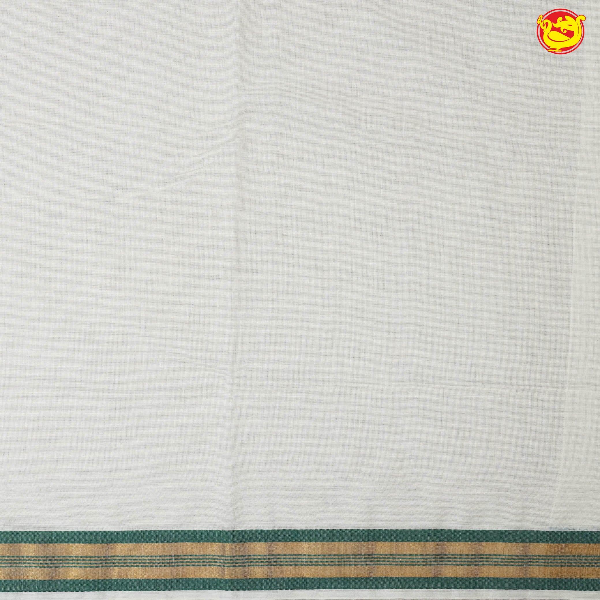 Southloom Exclusive Onam Kasavu Saree With Green Border Pattern (Matching Plain Blouse Included)