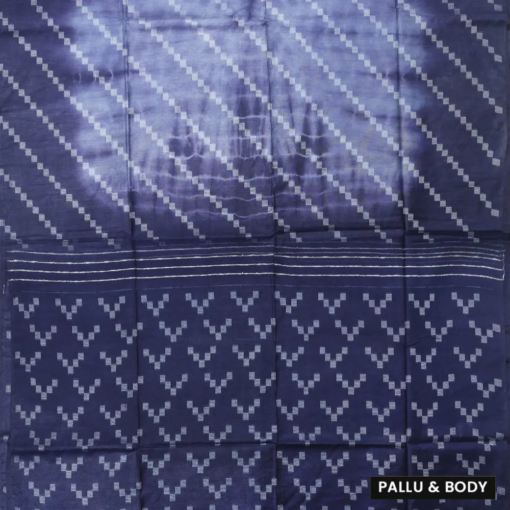 Navy Blue color  Linen Cotton Saree