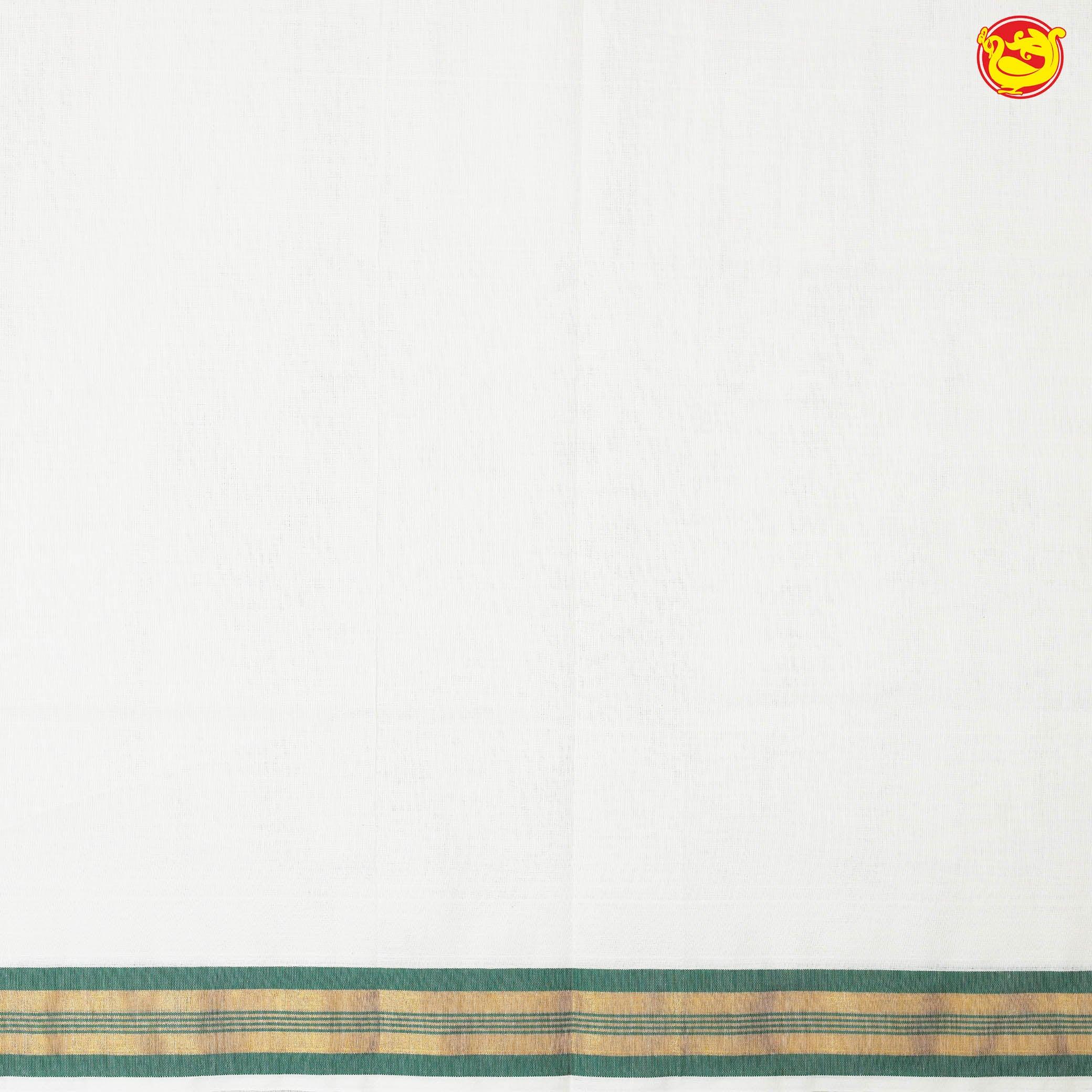 Southloom Exclusive Onam Kasavu Saree With Green Border Pattern (Matching Plain Blouse Included)