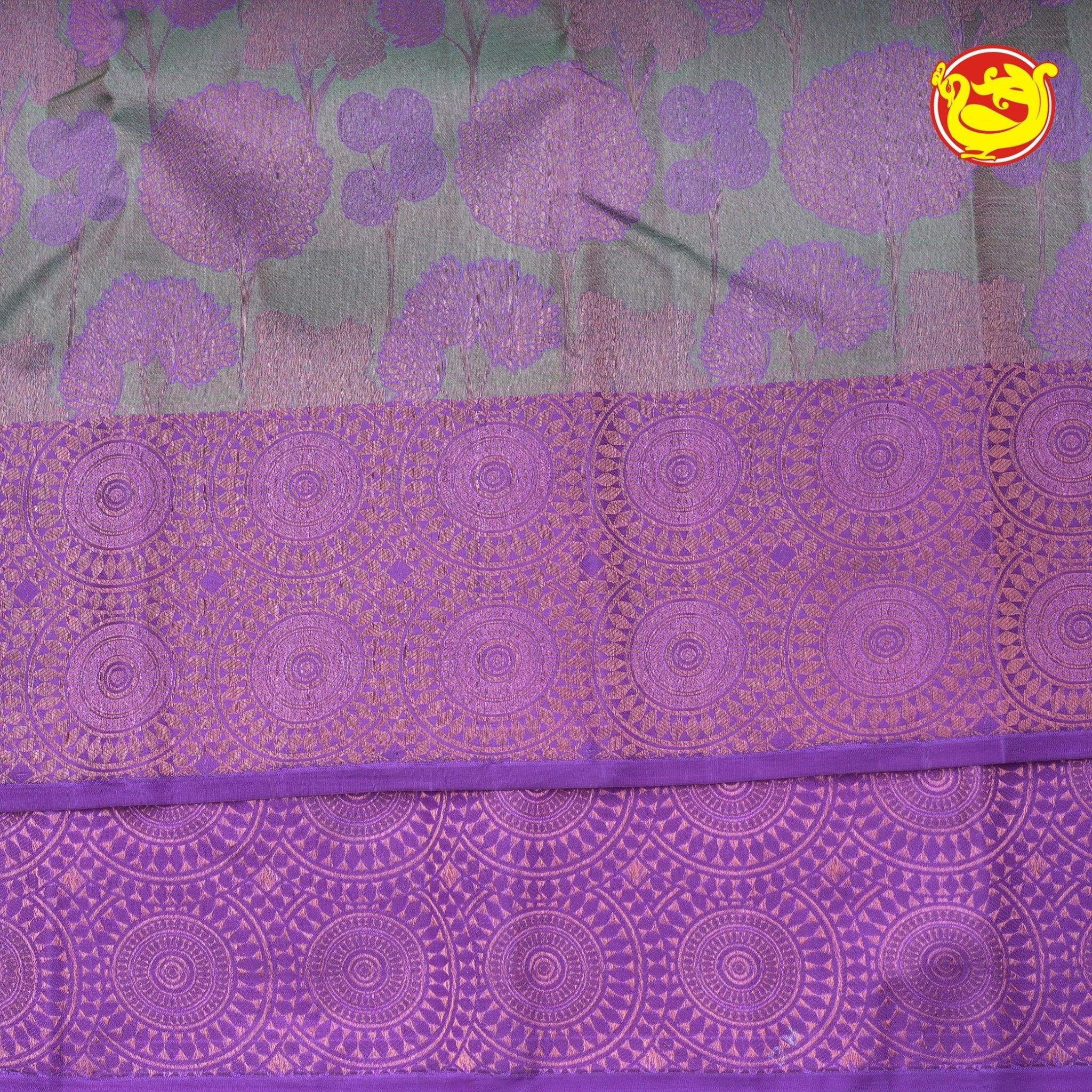 Light Green With Lavender Pallu Wedding Silk Saree - Thenianantham