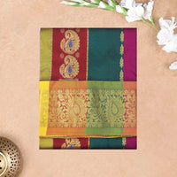 Multi Colour  Floral Design Traditional  Pattu Pavadai Material