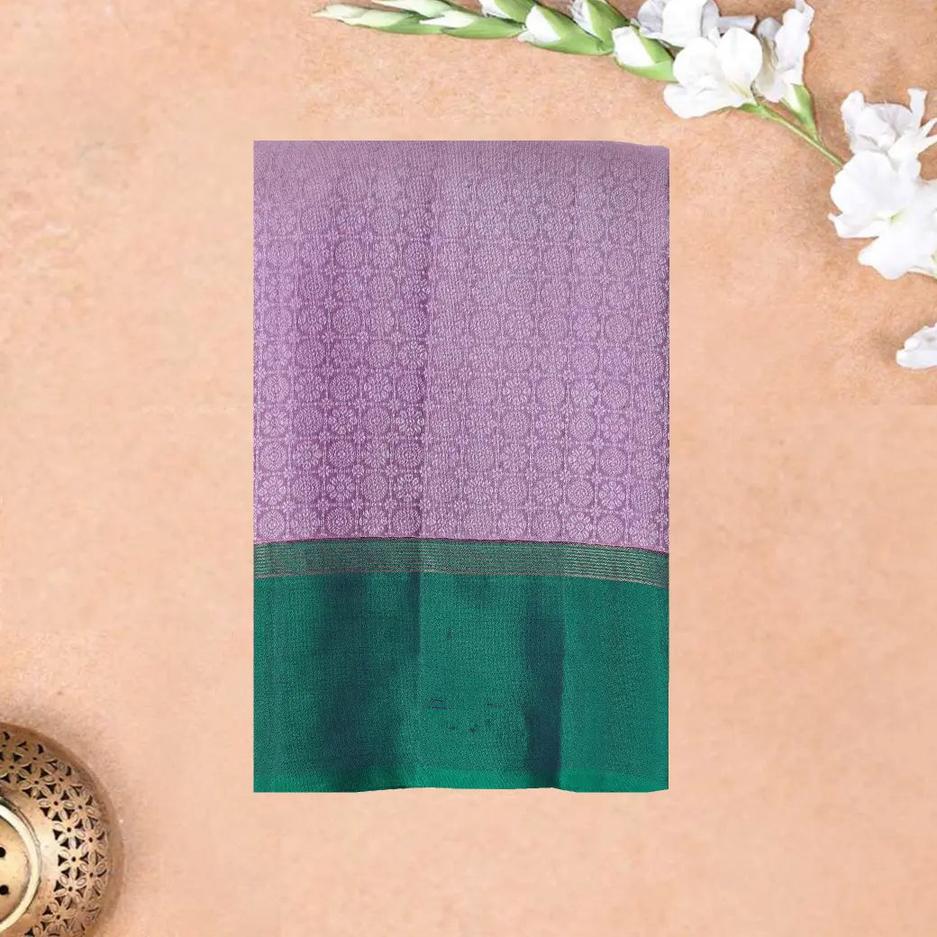 Medium Purple with Dark Green Soft Silk Saree