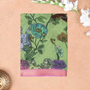 Light Green with Pink priented  floral design Semi Chanderi  Saree