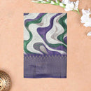 Purple With  Green, Offwhite Design Dola Silk
