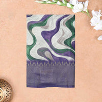 Purple With  Green, Offwhite Design Dola Silk