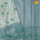 Pastel Green with Water Green Floral Motifs Soft Silk Saree - Thenianantham