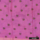 Light Green with Pink priented  floral design Semi Chanderi  Saree