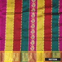 Multi Colour  Floral Design Traditional  Pattu Pavadai Material