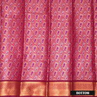 Rani Pink Colour Floral Design Traditional  Pattu Pavadai Material