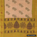 Brown with Goldden yellow Mul Mul Cotton Saree without Blouse