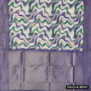 Purple With  Green, Offwhite Design Dola Silk