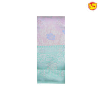 Pink with Ice Blue Floral Motifs Soft Silk Saree - Thenianantham