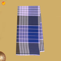 Men’s Blue With Grey Checked Cotton Stitched Lungi