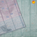 Pink with Ice Blue Floral Motifs Soft Silk Saree - Thenianantham