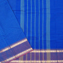 Indigo Blue with Emerald Green Small Checked Pattern Pure Chettinad Cotton Saree without Blouse
