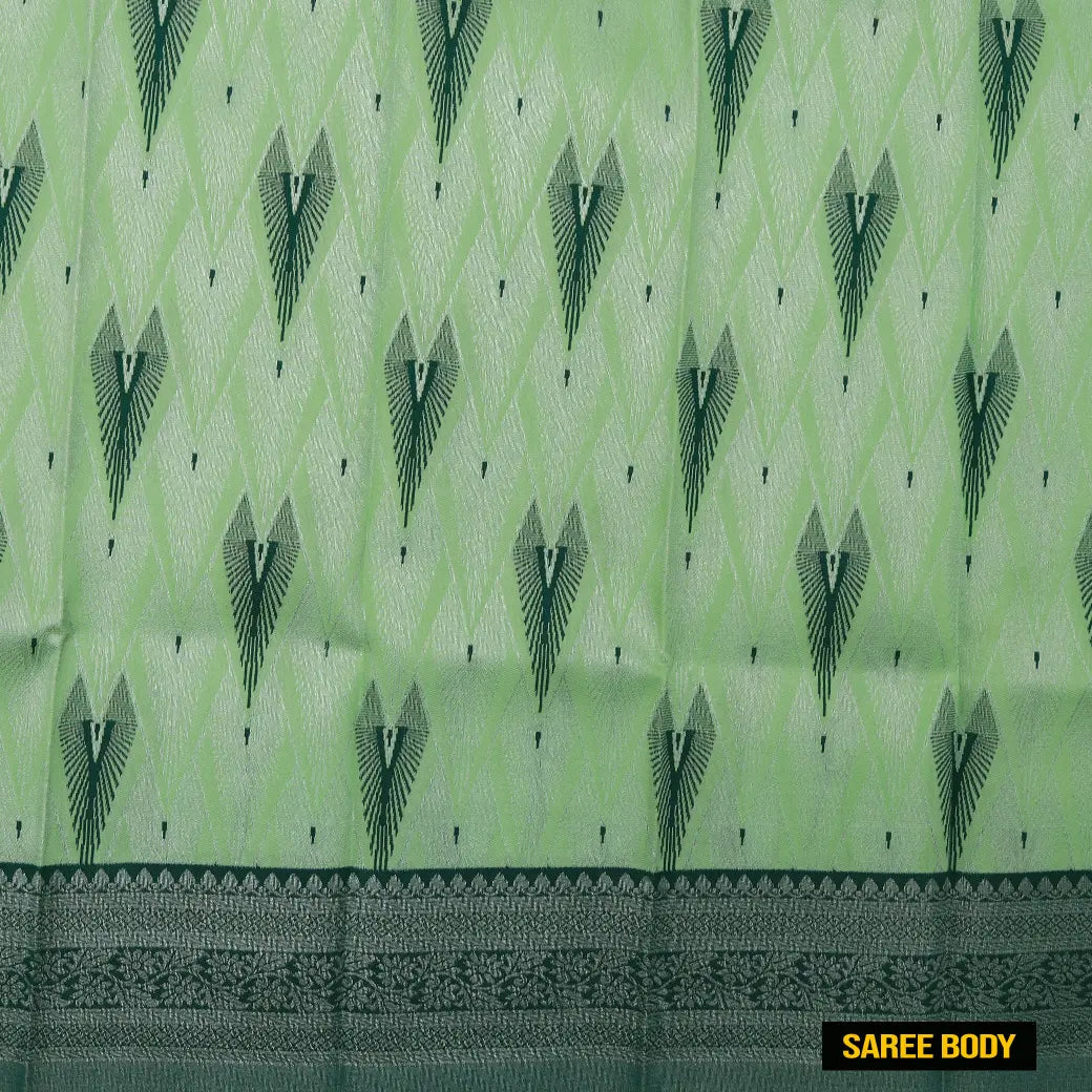 Light Green with Dark Green Kubera Silk Saree