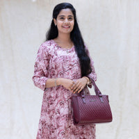 Kaaviya- Dusty rose  Ladies semi linen Co-ord-set Readymade