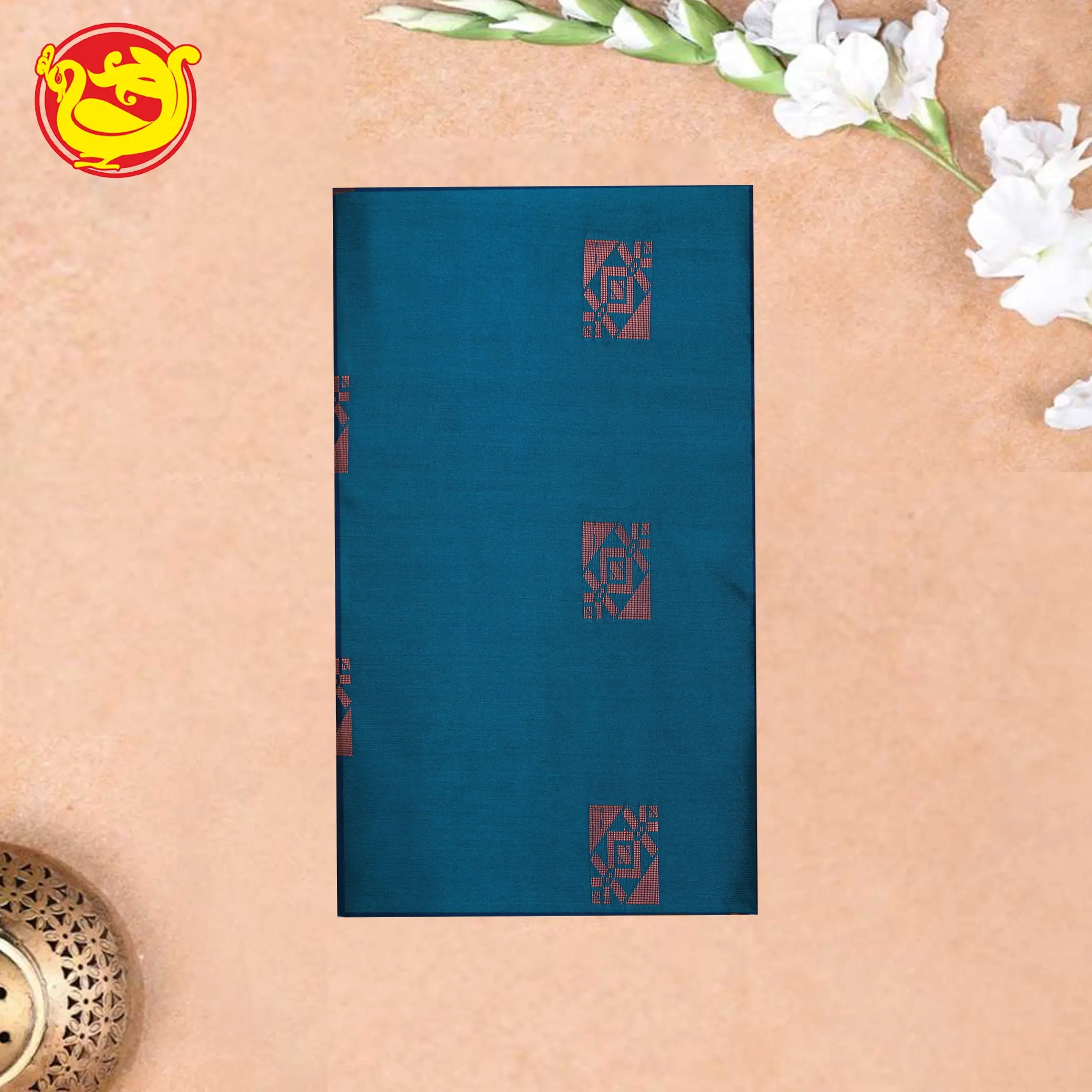 Blue with Copper Zari Traditional Buttas Soft Silk Saree