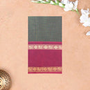 Dark Green with Magenta Small Checked Pattern Pure Chettinad Cotton Saree without Blouse
