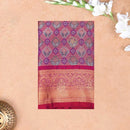 Magenta Pink With Red Border  Floral Design Traditional  Pattu Pavadai Material