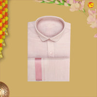 Pastal Pink Tissue  Boy’s  Readymade Shirt And Dhoti Set