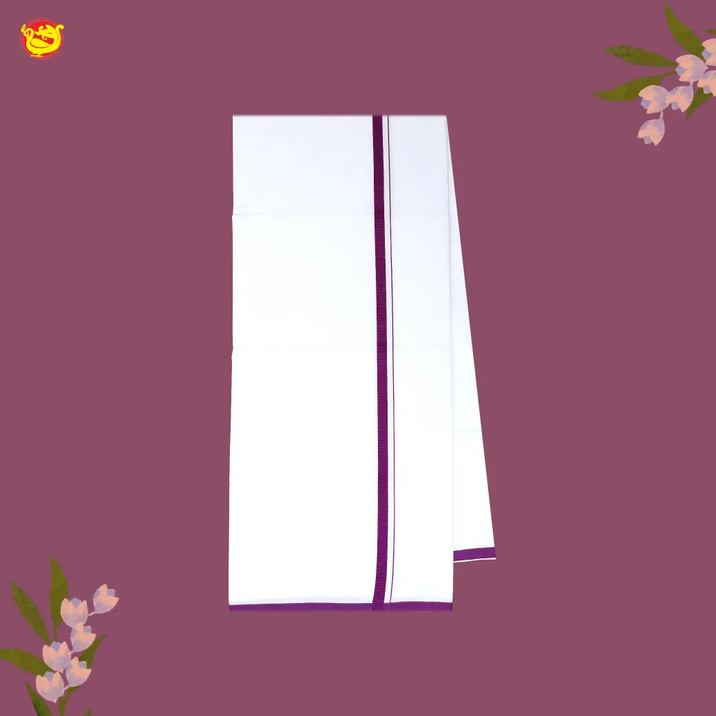 White with Maroon Fancy Border Single Layer Cotton Men’s Dhoti