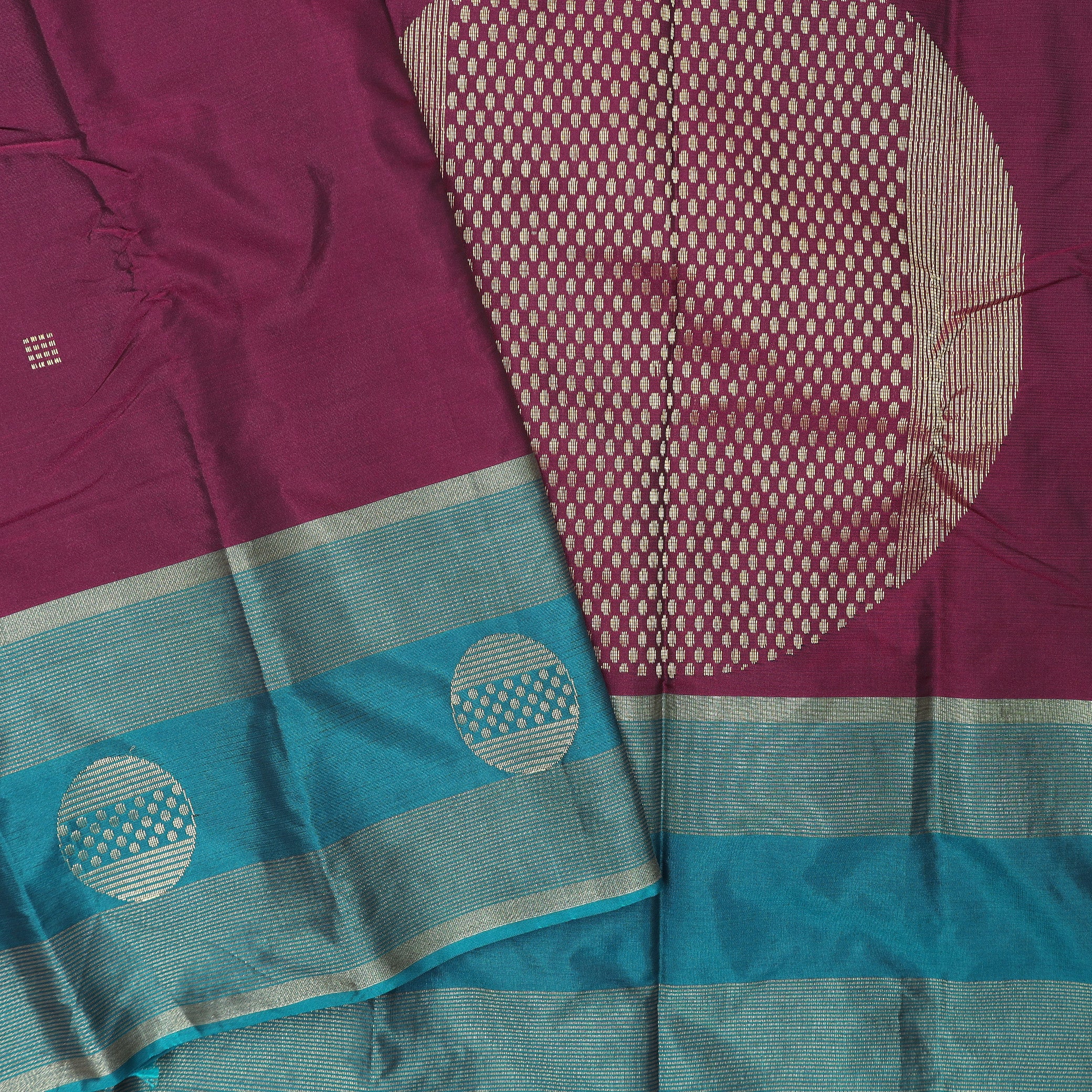 Maroon With Teal Green Border Arani Silk Saree