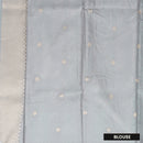 Grey With Green Floral Design Dola Silk