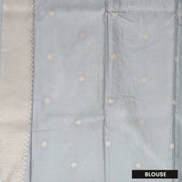 Grey With Green Floral Design Dola Silk