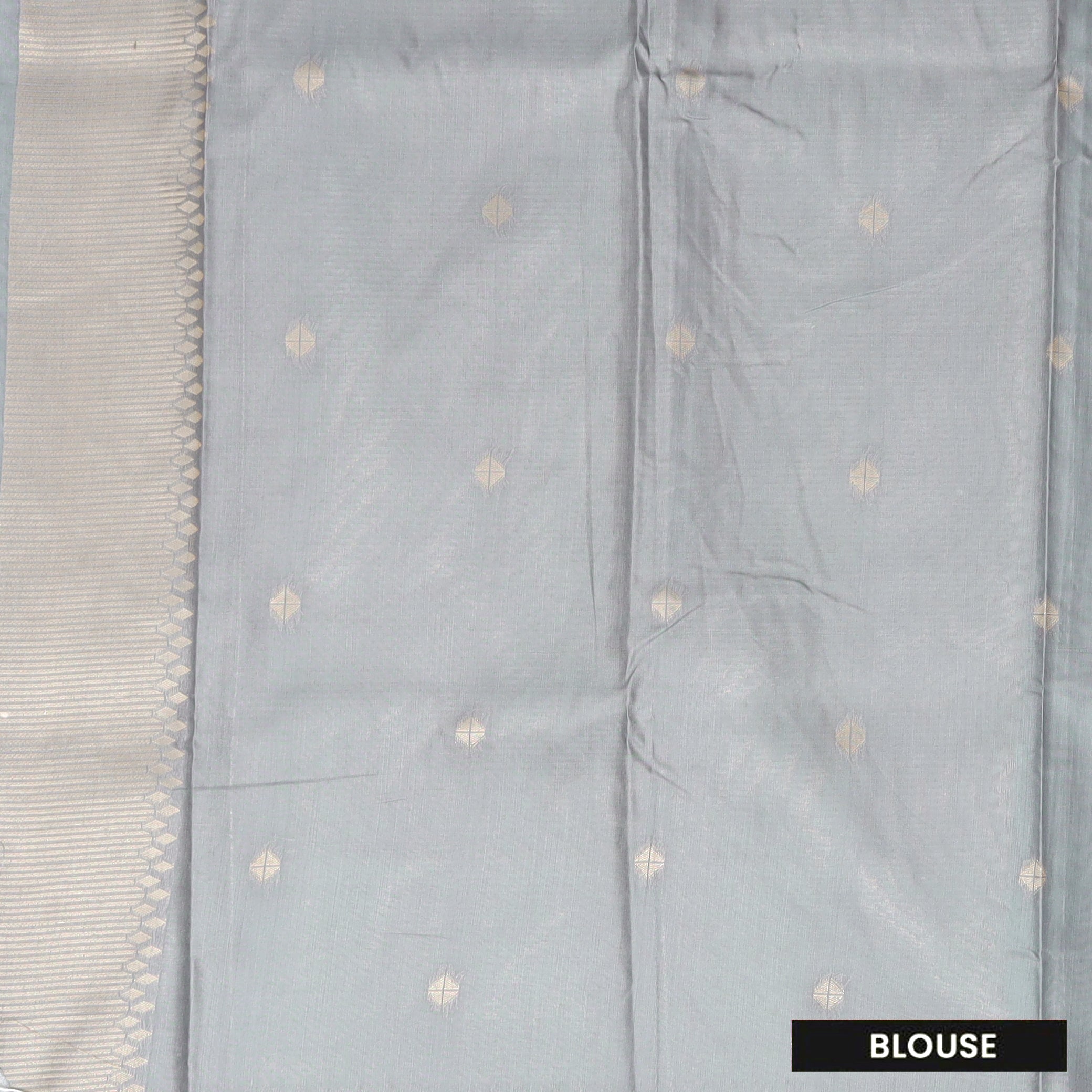 Grey With Green Floral Design Dola Silk