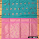 Sky Blue with Pink Soft Silk Saree