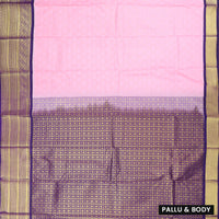 Baby pink With violet Vaira Oosi Silk Saree