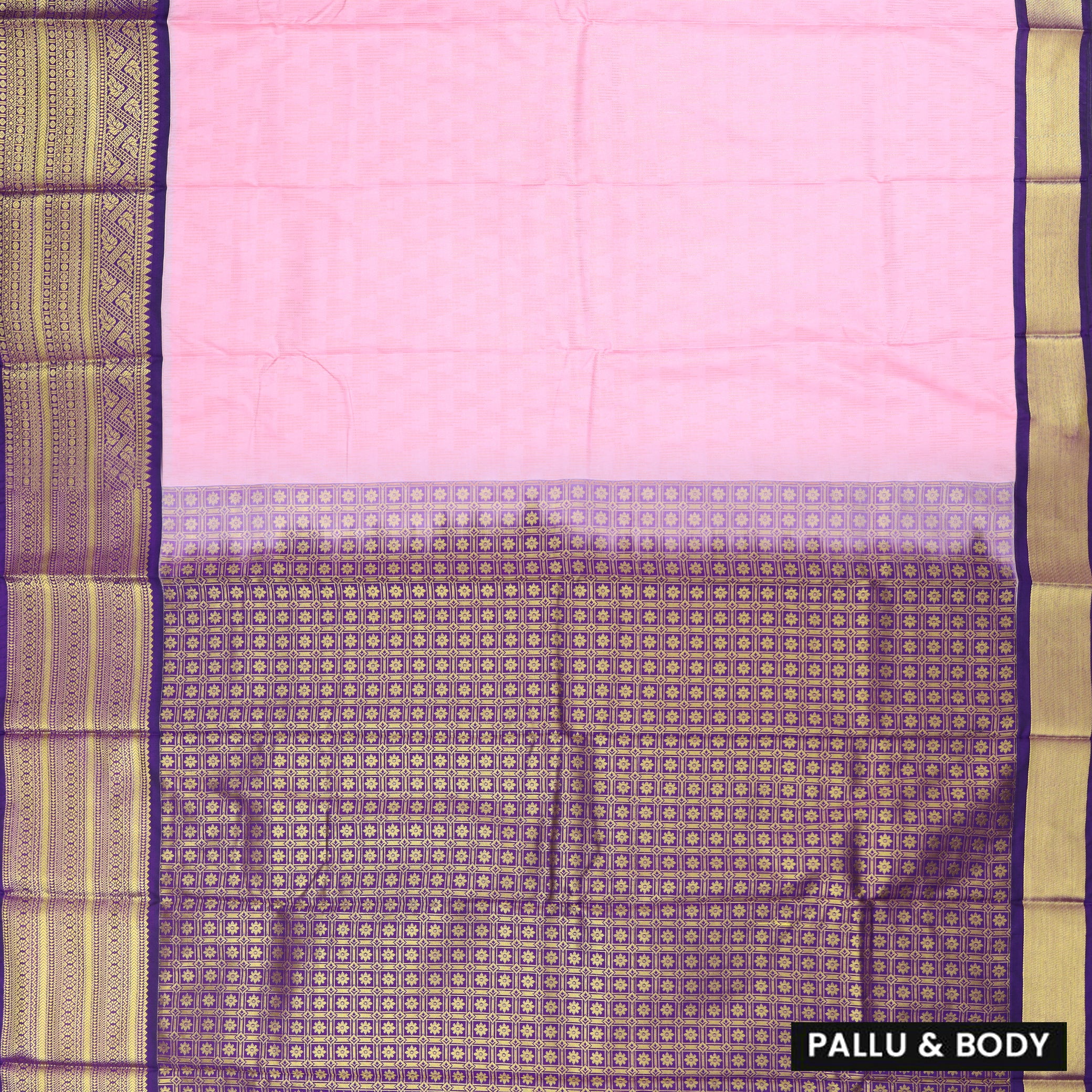 Baby pink With violet Vaira Oosi Silk Saree